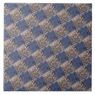 Azulejo De Cerâmica Vintage com padrão azul e Dourado