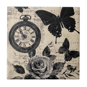 Azulejo De Cerâmica Vintage Compass & Butterfly - Papel Russo (3)