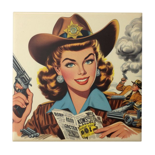Azulejo De Cerâmica Vintage Country Pulp Girl (Frente)