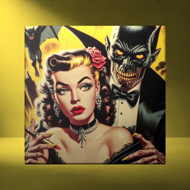 Azulejo De Cerâmica Vintage Creepy Girl (Criador carregado)