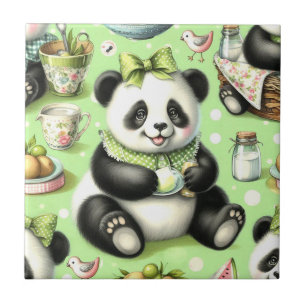 Azulejo De Cerâmica Vintage Cute Baby Panda
