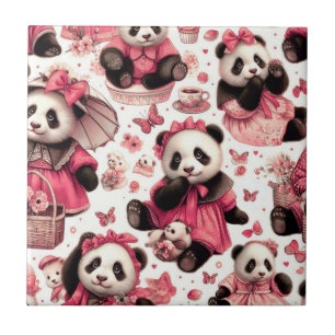 Azulejo De Cerâmica Vintage Cute Baby Panda Sem Olhos