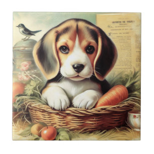 Azulejo De Cerâmica Vintage Cute Beagle Puppy