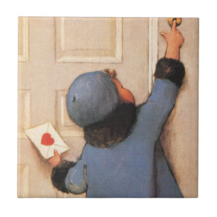 Azulejo De Cerâmica Vintage Cute Dia de os namorados, Letra Mailman Lo