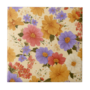 Azulejo De Cerâmica Vintage Daisy Floral Pattern (2)