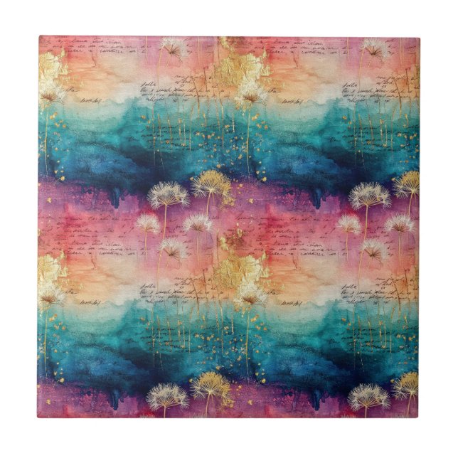 Azulejo De Cerâmica Vintage Dandelion Abstract Pattern (1) (Frente)