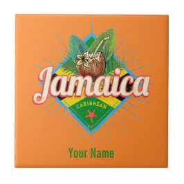 Azulejo De Cerâmica Vintage de férias de bandeira do caribe Jamaica