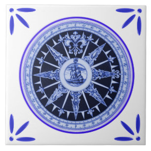 Azulejo De Cerâmica Vintage-Delft-Azul-Olhar do fuzileiro naval do
