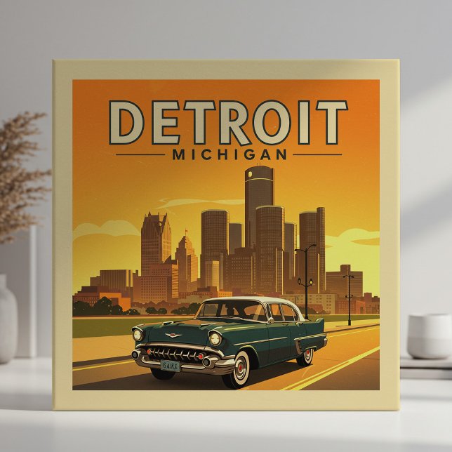 Azulejo De Cerâmica Vintage Detroit Michigan (Criador carregado)