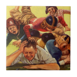 Azulejo De Cerâmica Vintage Dia de os pais, Futebol Kids e Cachorro Fa