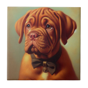 Azulejo De Cerâmica Vintage Dogue de Bordeaux Painting