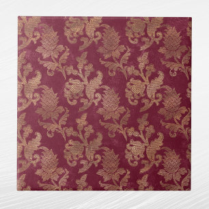 Azulejo De Cerâmica Vintage Dourada Maroon Floral Damask