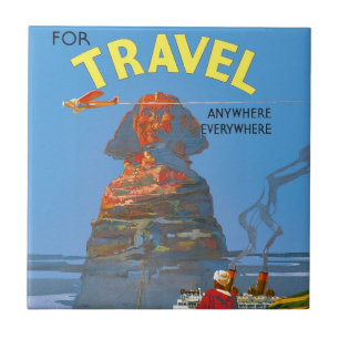 Azulejo De Cerâmica Vintage Egito Air Viagem Advertisement