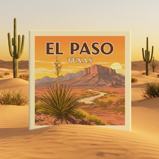 Azulejo De Cerâmica Vintage El Paso Texas (Criador carregado)