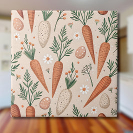 Azulejo De Cerâmica Vintage Elegant Carrots with Blossoms and Tiny Egg