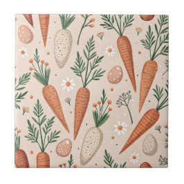 Azulejo De Cerâmica Vintage Elegant Carrots with Blossoms and Tiny Egg