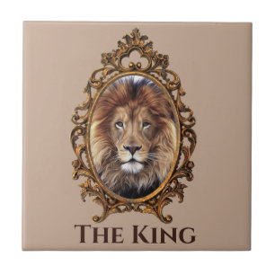 Azulejo De Cerâmica Vintage Elegante Brown Lion King Pais Retroritário