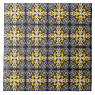 Azulejo De Cerâmica Vintage, elegante, ornamental, amarelo-mostarda, c