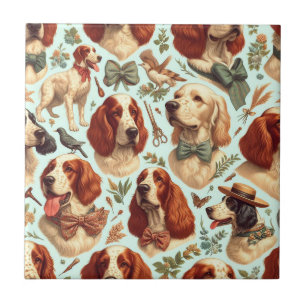 Azulejo De Cerâmica Vintage English Setter Seamless