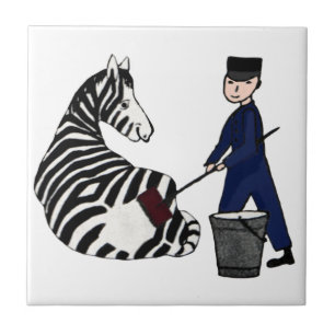 Azulejo De Cerâmica Vintage engraçado das listras da zebra francesa d