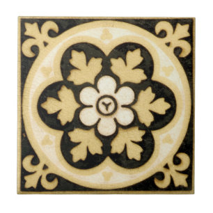 Azulejo De Cerâmica Vintage, era vitoriana, encáustica americana