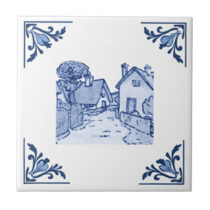 Azulejo De Cerâmica Vintage European Village Home Delft Blue & White