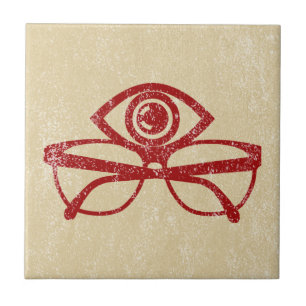 Azulejo De Cerâmica Vintage Eye & Eyeglass