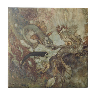 Azulejo De Cerâmica Vintage Fairy Tale, a Sereia de Edmund Dulac
