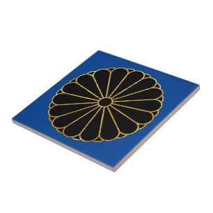 Azulejo De Cerâmica Vintage Faux Dourado Kiku Chrysanthemum Mon Graphi