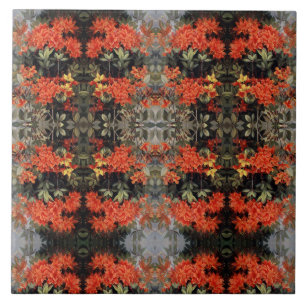 Azulejo De Cerâmica Vintage Flame Azalea Red Flowers Jardim Floral