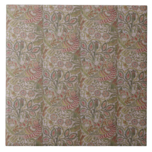 Azulejo De Cerâmica Vintage Floral Bird William Morris Dove e Rosa