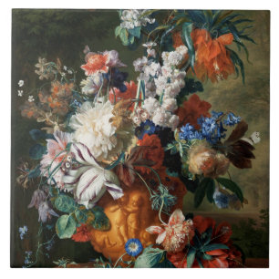 Azulejo De Cerâmica Vintage Floral Jan van Huysum Buquê de Flores