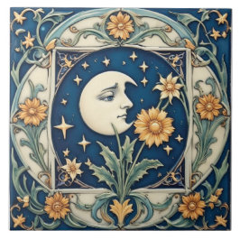 Azulejo De Cerâmica Vintage Floral Moon