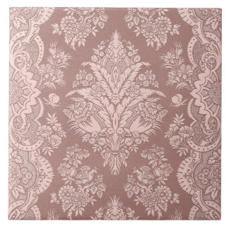 Azulejo De Cerâmica Vintage floral no bege rosado