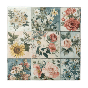 Azulejo De Cerâmica Vintage Floral Patch Style Design