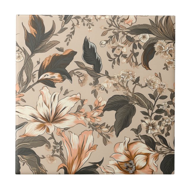 Azulejo De Cerâmica Vintage Floral Patterno Cerâmica Azulejo (Frente)