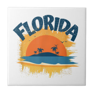Azulejo De Cerâmica Vintage Florida Retro Tee Design Sunshine