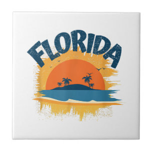 Azulejo De Cerâmica Vintage Florida Retro Tee Design Sunshine Men Wome