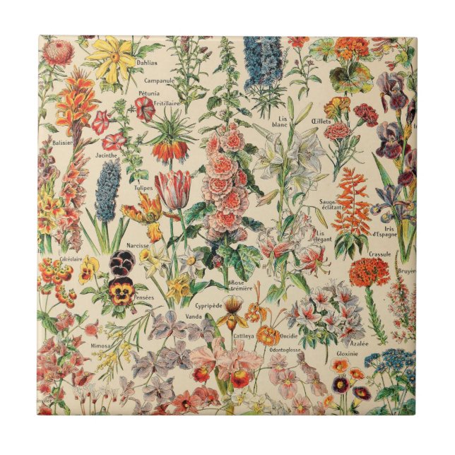 Azulejo De Cerâmica Vintage Flowers Cerâmica Azulejo (Frente)