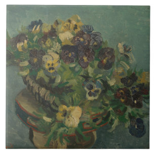 Azulejo De Cerâmica Vintage Flowers Van Gogh Basket of Pansies
