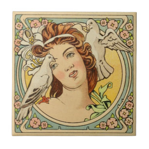 Azulejo De Cerâmica Vintage, francesa, Art Nouveau, cerâmica
