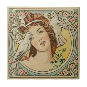 Azulejo De Cerâmica Vintage, francesa, Art Nouveau, cerâmica