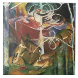 Azulejo De Cerâmica Vintage Franz Marc Deer na Floresta