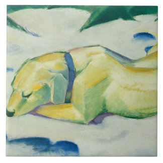 Azulejo De Cerâmica Vintage Franz Marc Dog deitado na neve