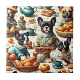 Azulejo De Cerâmica Vintage French Bulldog Seamless