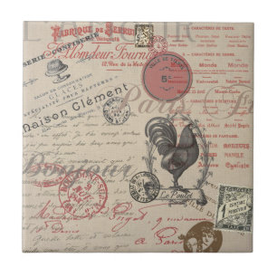 Azulejo De Cerâmica Vintage French Handwrite Paris Rooster