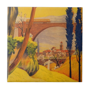 Azulejo De Cerâmica Vintage French Railroad Viagem
