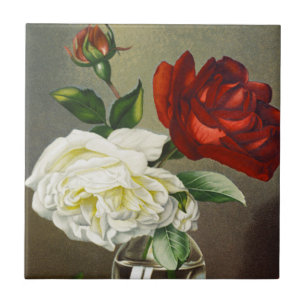 Azulejo De Cerâmica Vintage Garden Rosas em Vidro