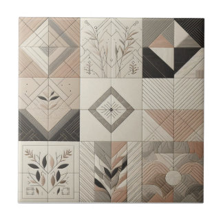 Azulejo De Cerâmica Vintage geométrica Chic Oatlight Soft Black