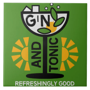 Azulejo De Cerâmica Vintage Gin E Tonic Art